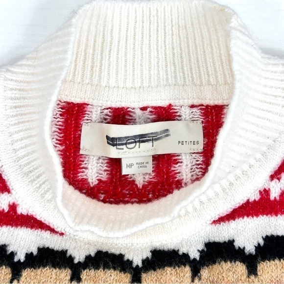 Fair Isle Mock Neck Tunic Sweater in Whisper White Size MP NEW Loft Petite - Picture 4 of 8